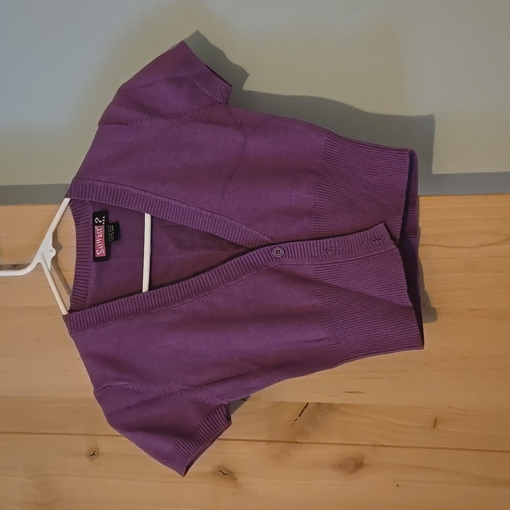 Say What, Small, Purple Short Sleeve Cardigan